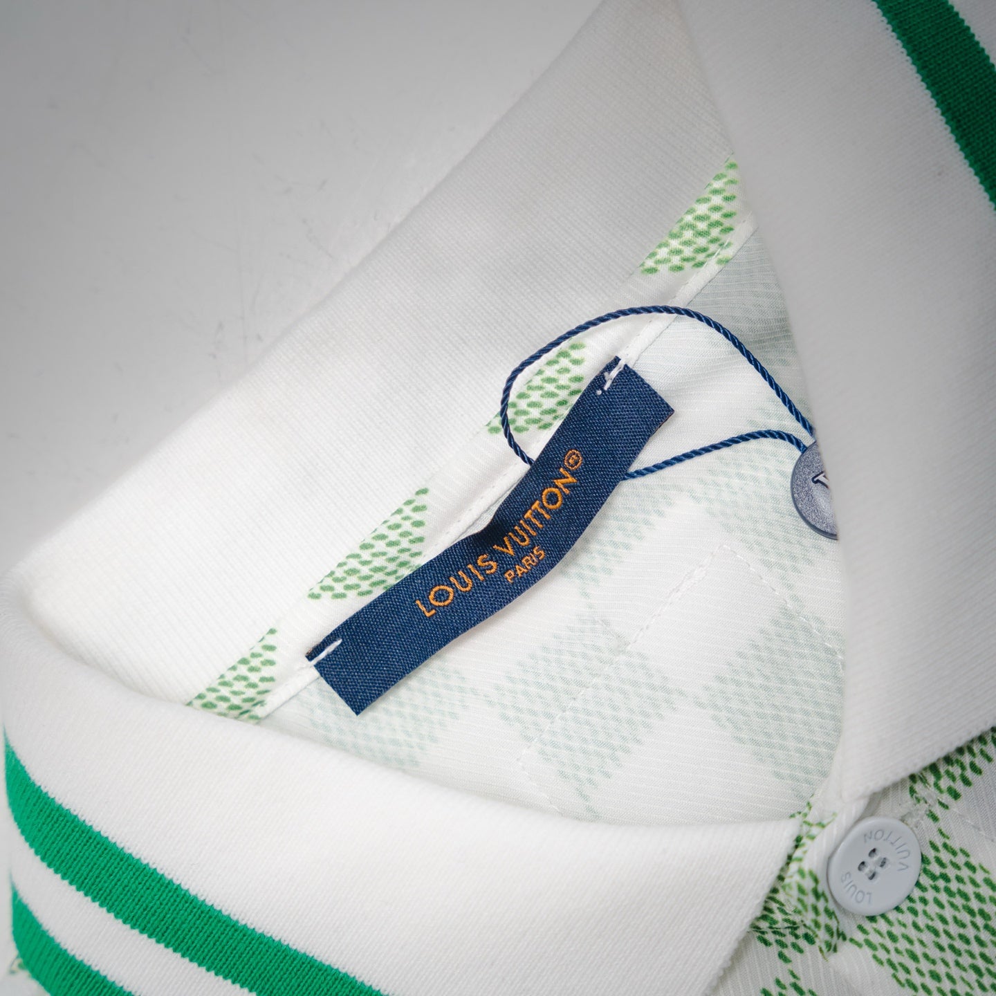LV Damier Gradient Printed Silk & cotton Polo Short-Sleeved Shirt