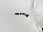 Miu lace cross-neck girlish T-shirt