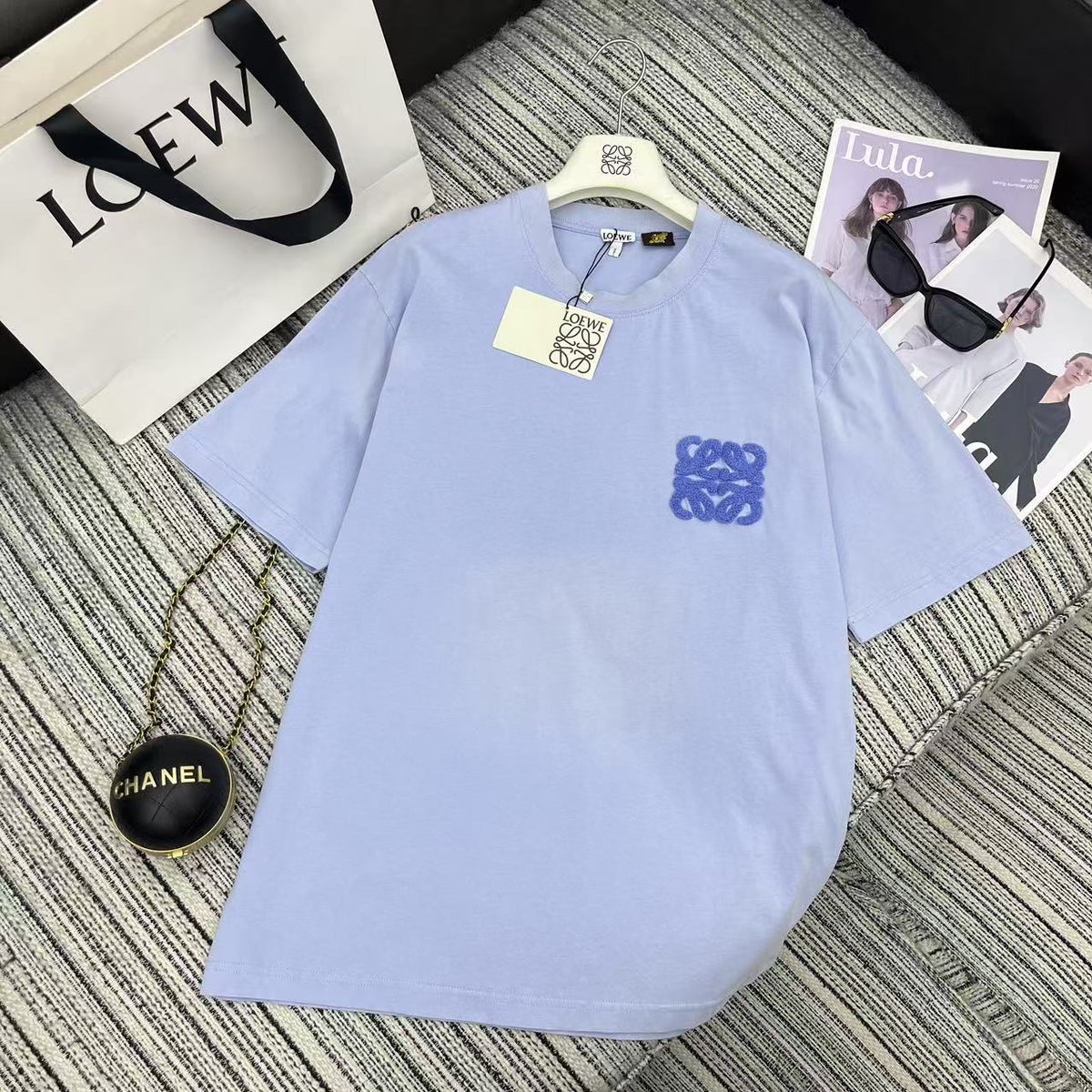 LOEW! embroidered logo round neck short sleeve T-shirt