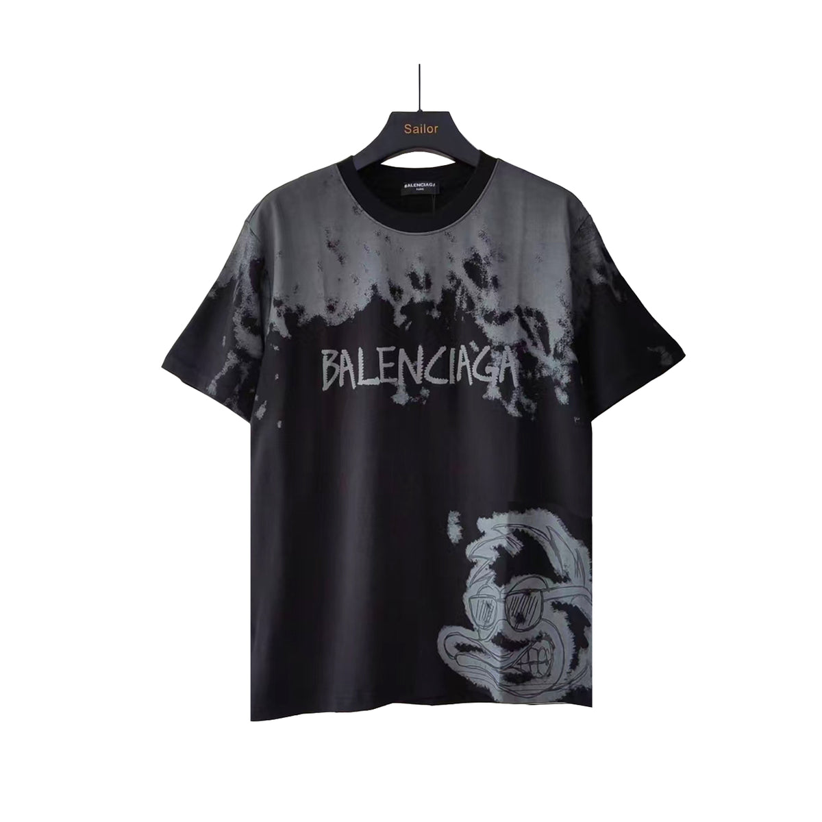 Balenciag! Sunglasses Graffiti Short-Sleeved T-Shirt