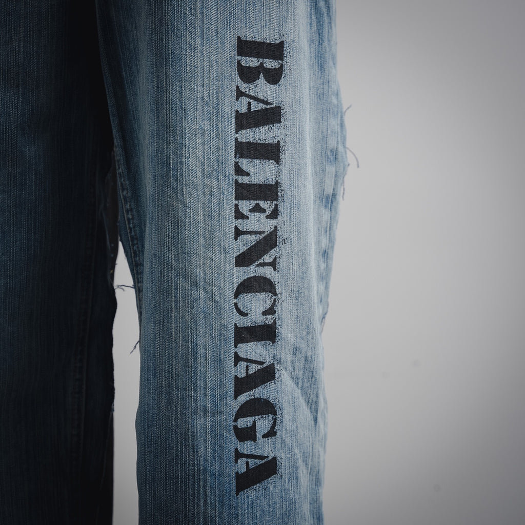 Balenciag! Stencil Hybrid Wide Leg Jeans