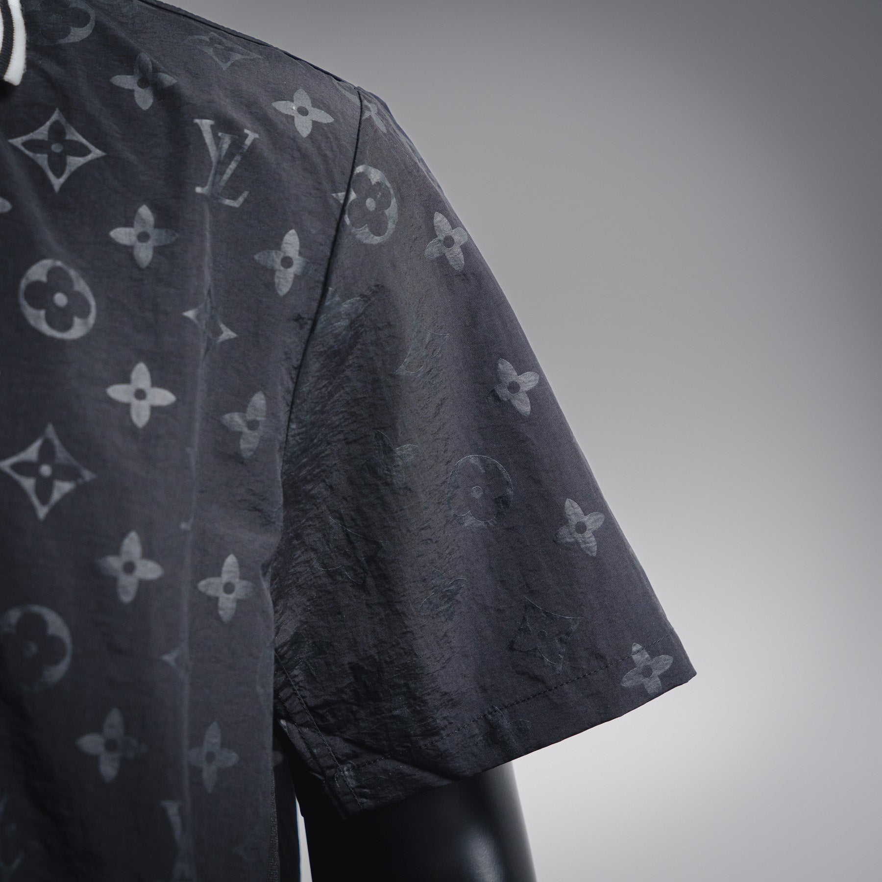 LV Damier Gradient Printed Silk & cotton Polo Short-Sleeved Shirt