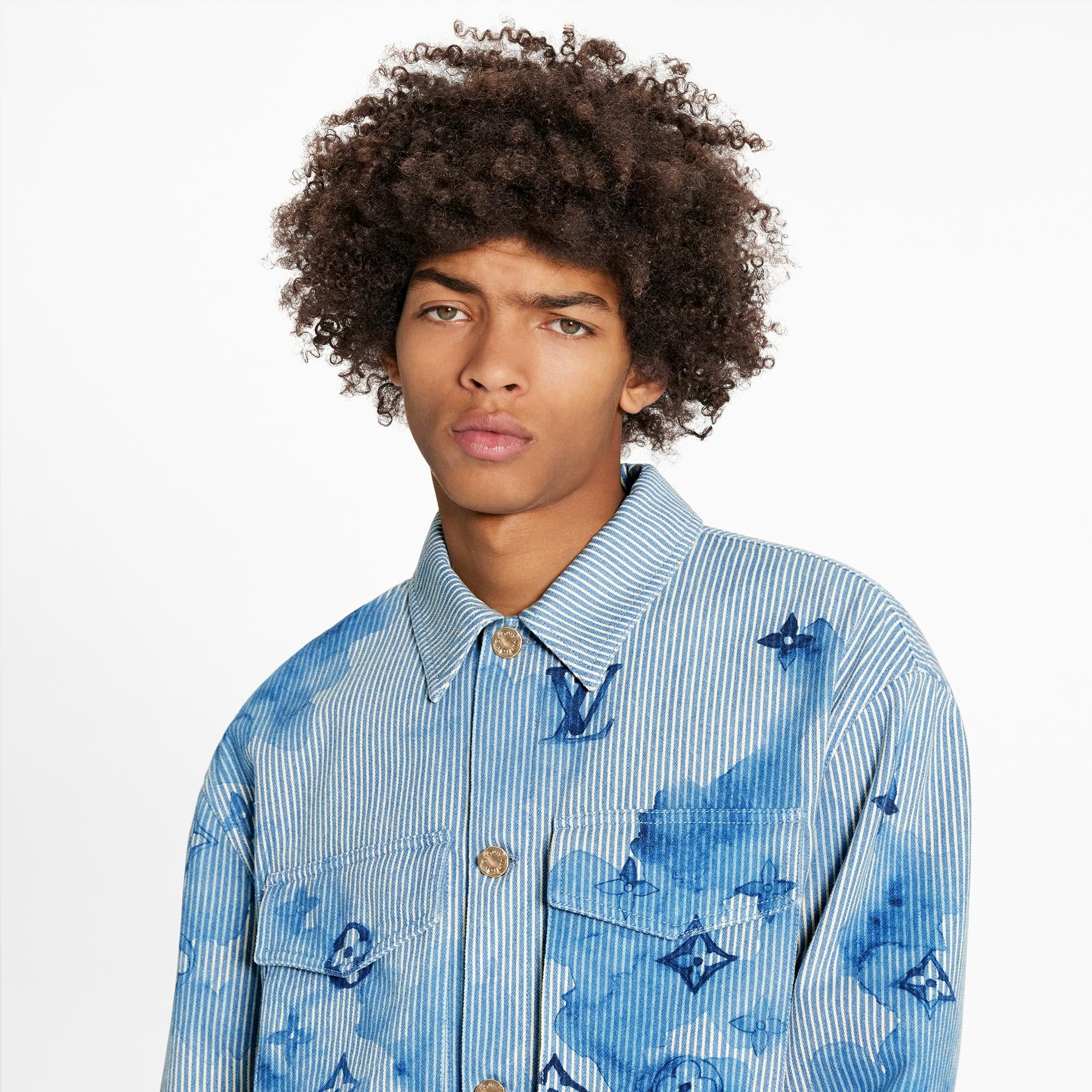 LV Striped Monogram Workwear Denim Shirt