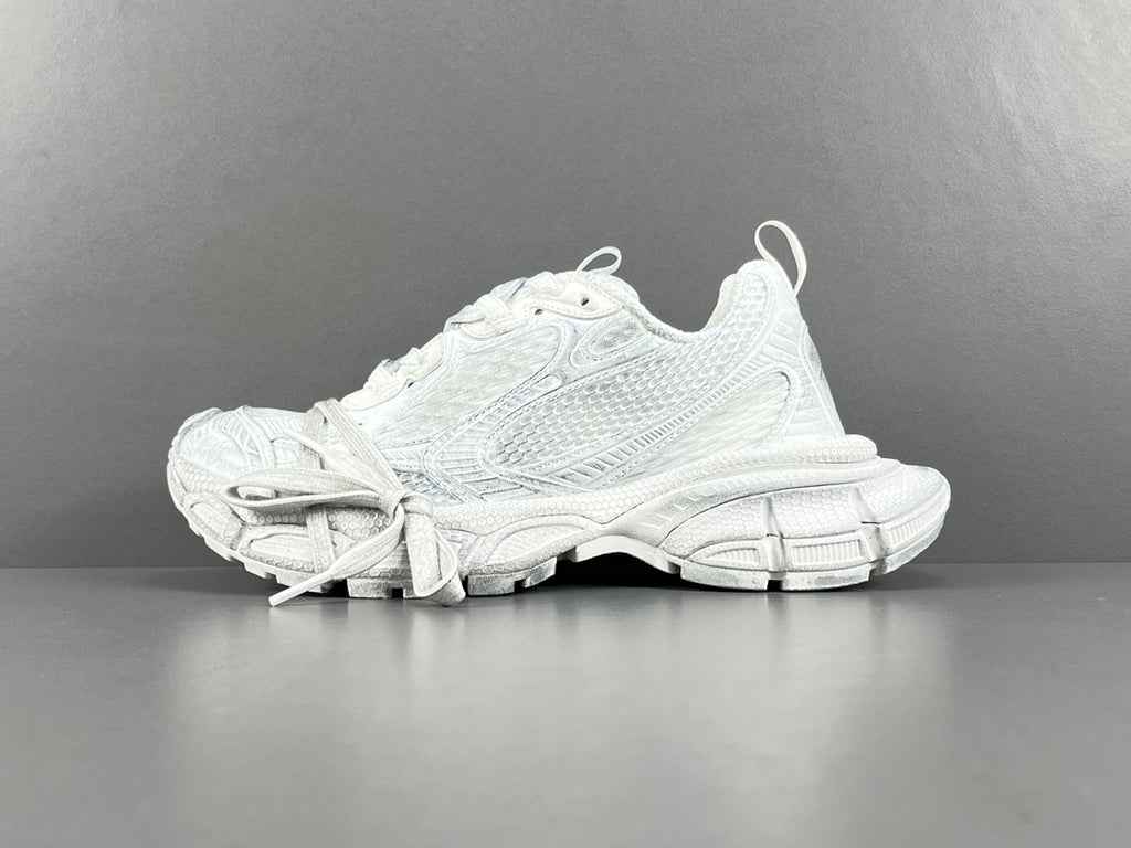 Balenciag! 3xl Mesh Lace-Up Distressed Sneaker in White
