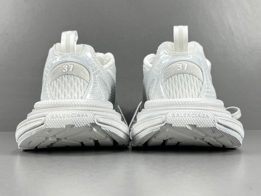 Balenciag! 3xl Mesh Lace-Up Distressed Sneaker in White