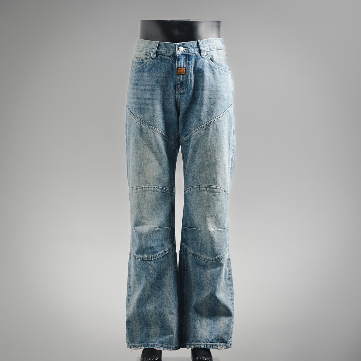 Balencia! Blue Distressed Low-Rise Wide-Leg Jeans