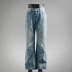 Balencia! Blue Distressed Low-Rise Wide-Leg Jeans