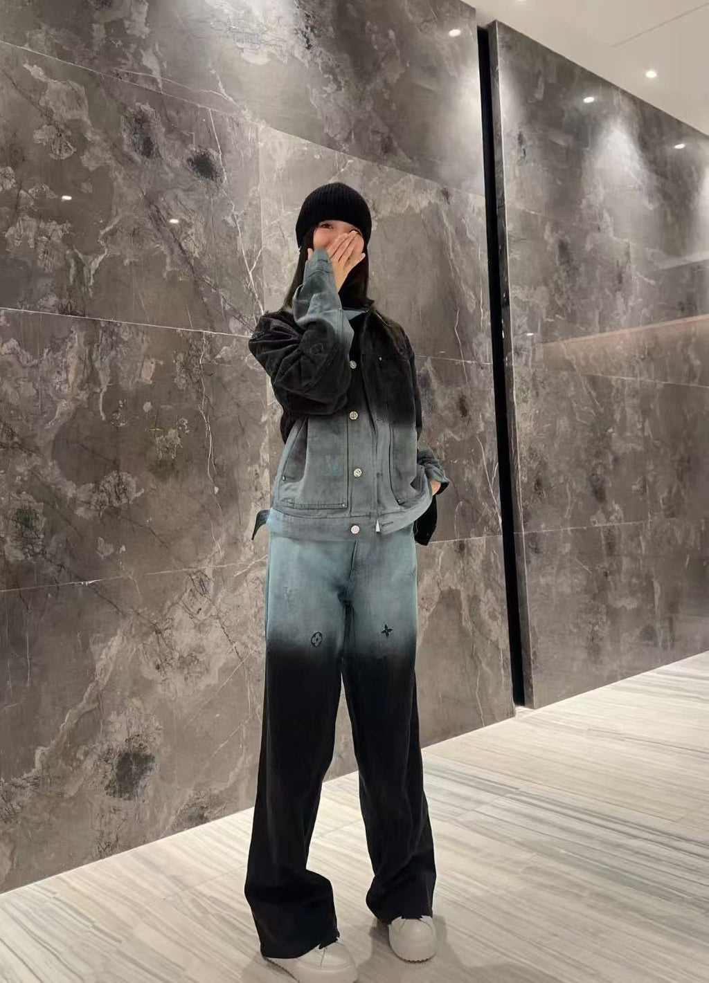 LV Embroidered Denim Pants 'Light Blue'