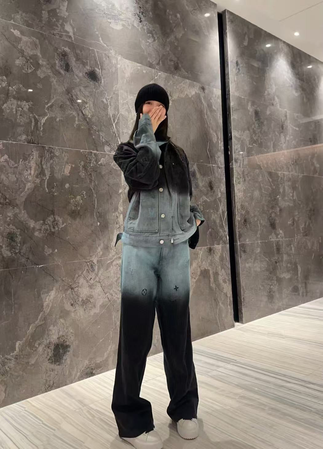 LV Embroidered Denim Pants 'Light Blue'